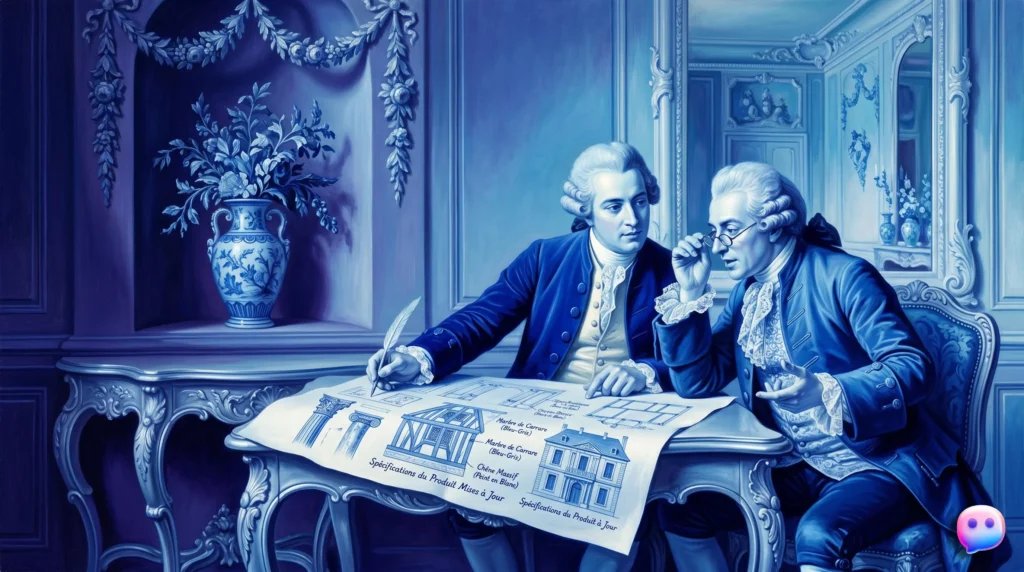 Building materials manufacturer reviewing updated product specifications in response to tariff changes, sales team alignment